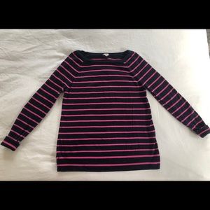 J. Crew Navy/Pink Striped Sweater